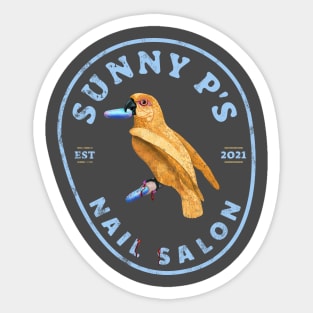 Vintage - Sunny P's Nail Salon - Yellow Parrot Funny Sticker